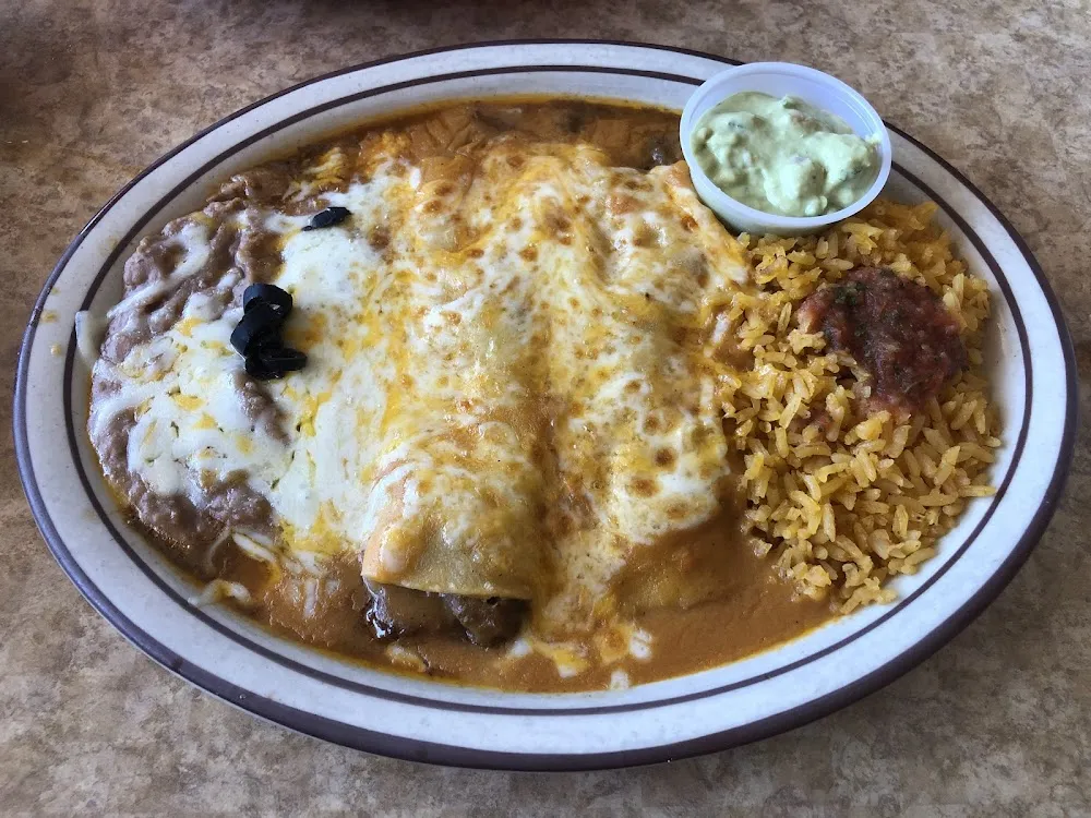 Cheese Enchiladas with Rice and Beans
